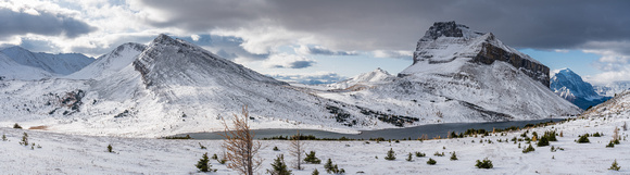 Hiking up to Packers Pass, looking back over Ptarmigan Lake to Redoubt and Heather Ridge.