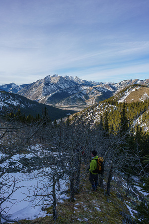 Getting off the end of Miller Creek Ridge and looking ahead at our escape valley.