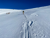 Skiing to the summit.