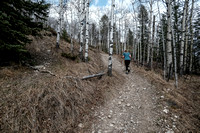 Hiking the trail up the SE end of Lesueur Ridge.