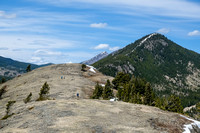 Wietse hikes towards the summit with Wedge Mountain rising at right.