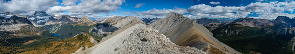Views to Marvel Peak and from Assiniboine (L) to Morrison (R).