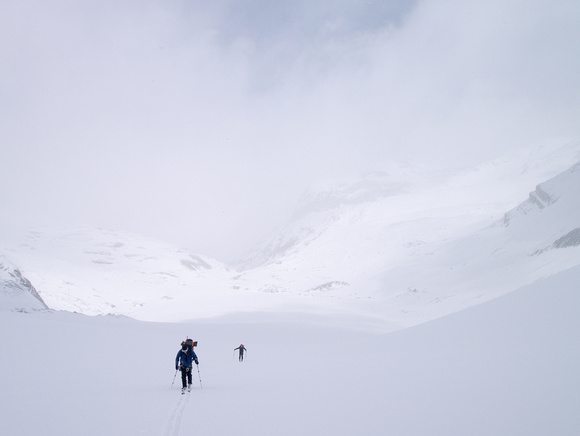 Ascending the Peyto Glacier to the Peyto Hut.