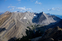 View into the James Walker bowl with both scramble routes to the summit visible.