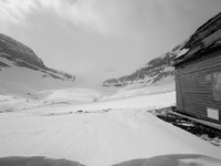 At the research station - Peyto Glacier in a near whiteout.