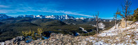 Panorama looking ahead along the ridge. Bluerock Mountain and Mount Burns to the left.
