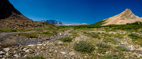 Hiking to the Afternoon meadows between Frances Peak (L) and Mount McDonald (R).