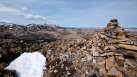 Summit cairn on Robertson looking North towards Caudron and Center Peaks.