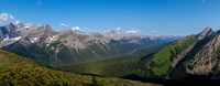 Panorama from the ridge includes, French, Murray, CEGFNS, Burstall, Birdwood, Commonwealth, Commonwealth Ridge and Mount Chester (L to R).