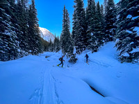 Skiing up the scenic Headwall Creek.