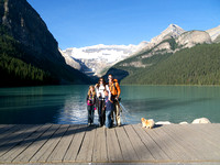 A family pose with Lake Louise and Mount Victoria before we start the hike.