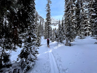 Skiing to the back of Chickadee Valley.